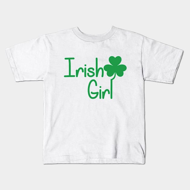 Irish Girl Clover Four Leaf Cute Woman Red HEad Kids T-Shirt by Mellowdellow